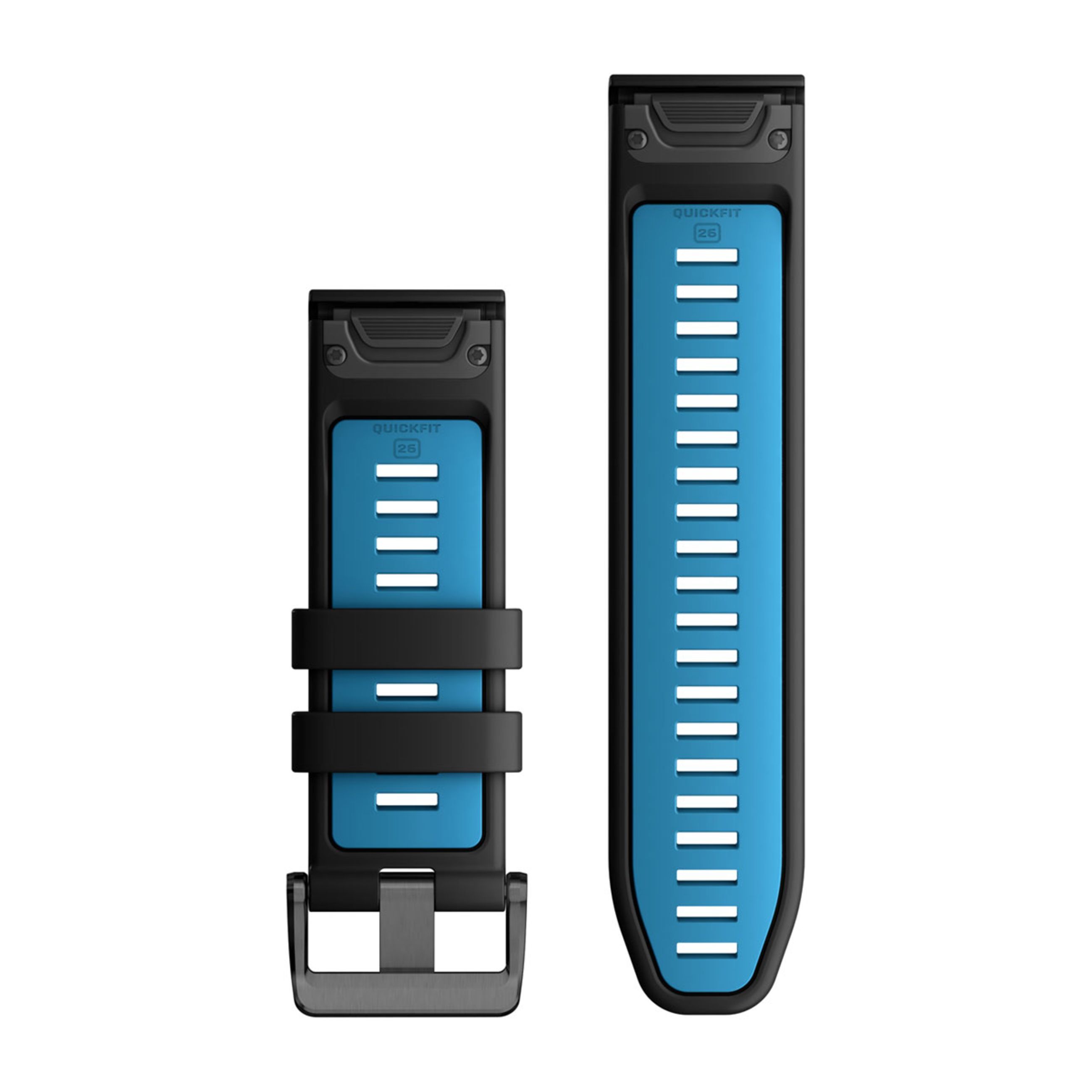 Alternative view of Quickfit 26 Watch Bands - Black/Cirrus Blue Silicone