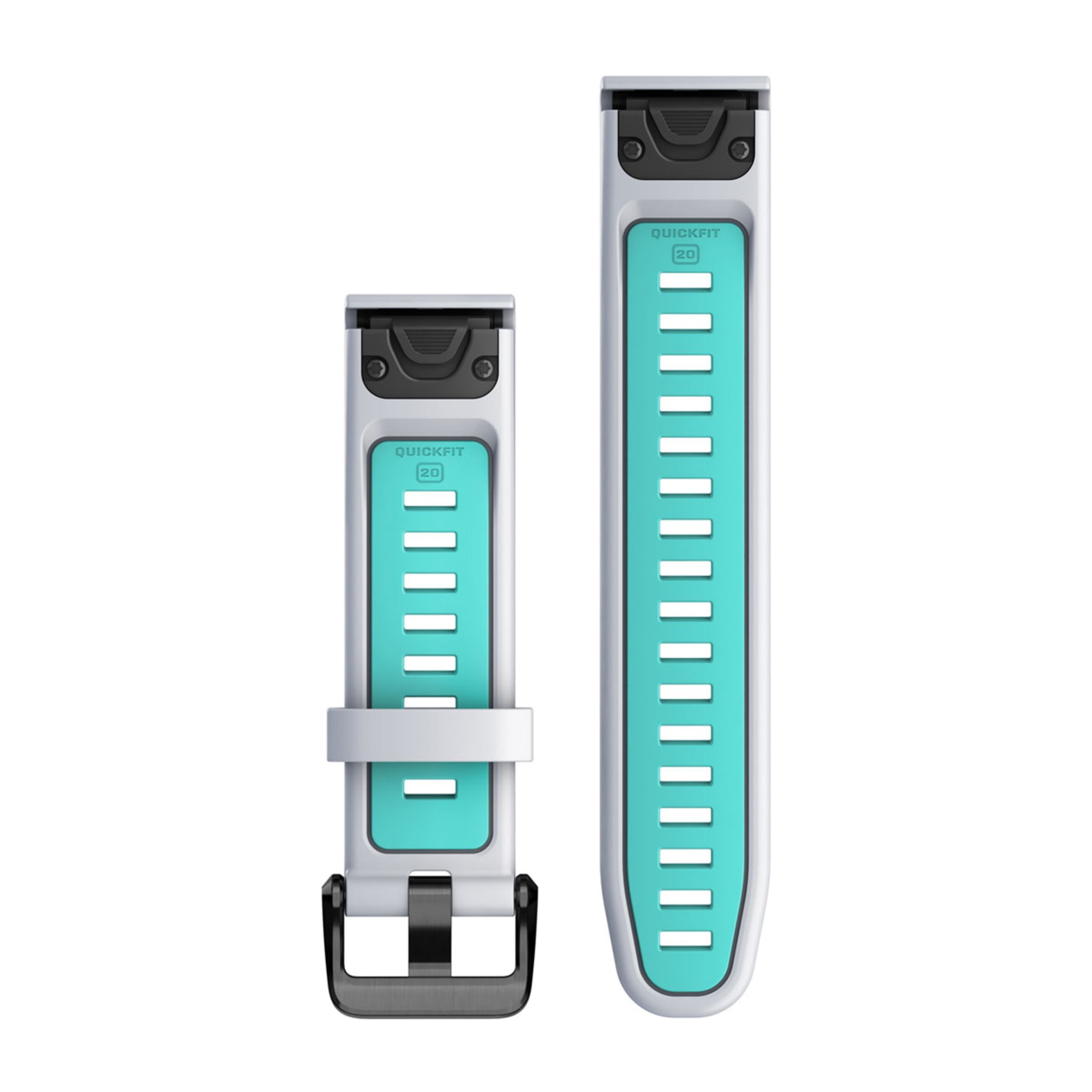 Alternative view of Quickfit 20 Watch Bands - Whitestone/Aqua Silicone